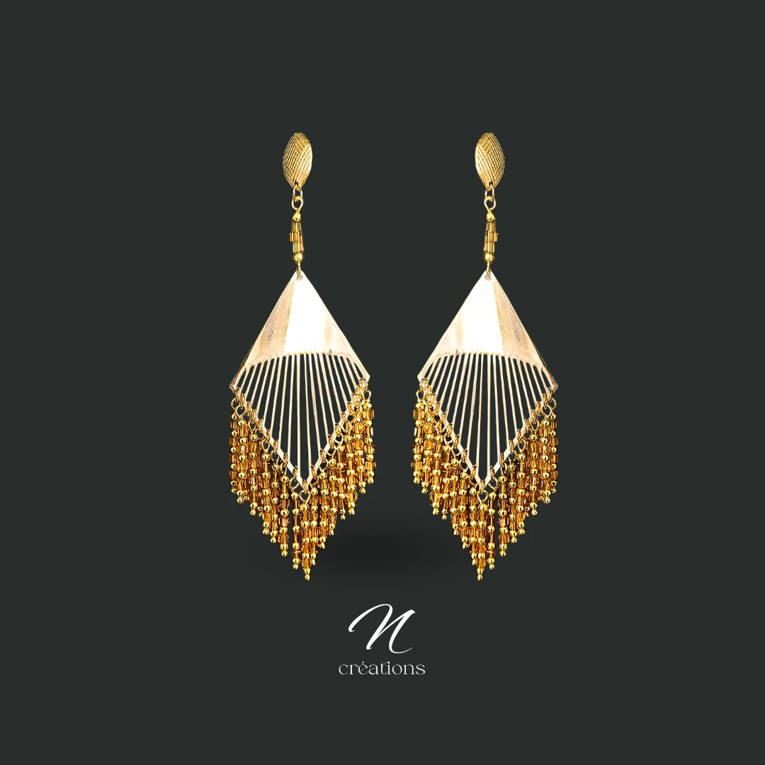 Boucles d'oreilles dorées cristal ambre