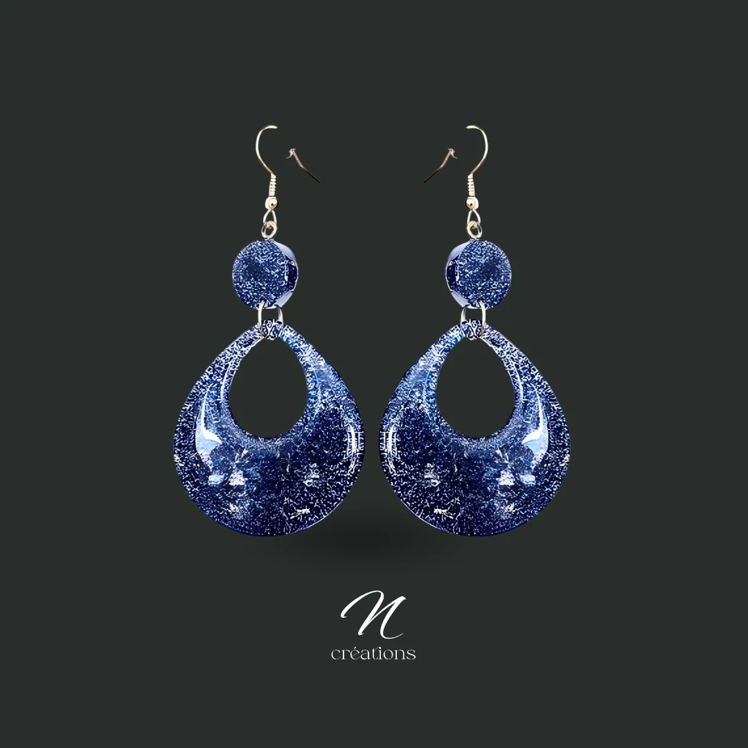 Boucles d'oreilles gouttes bleues