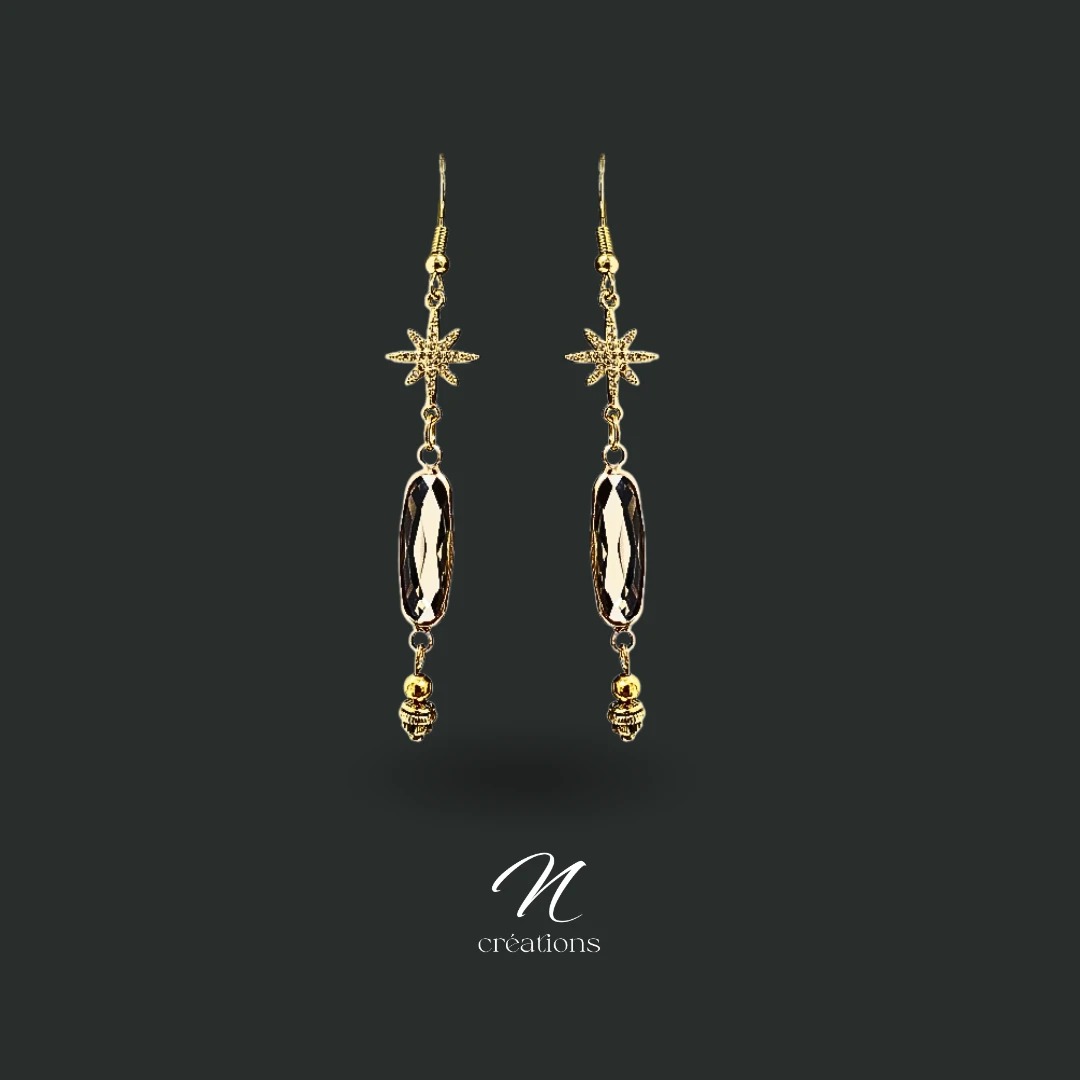 Boucles d'Oreilles Cristal Fumé