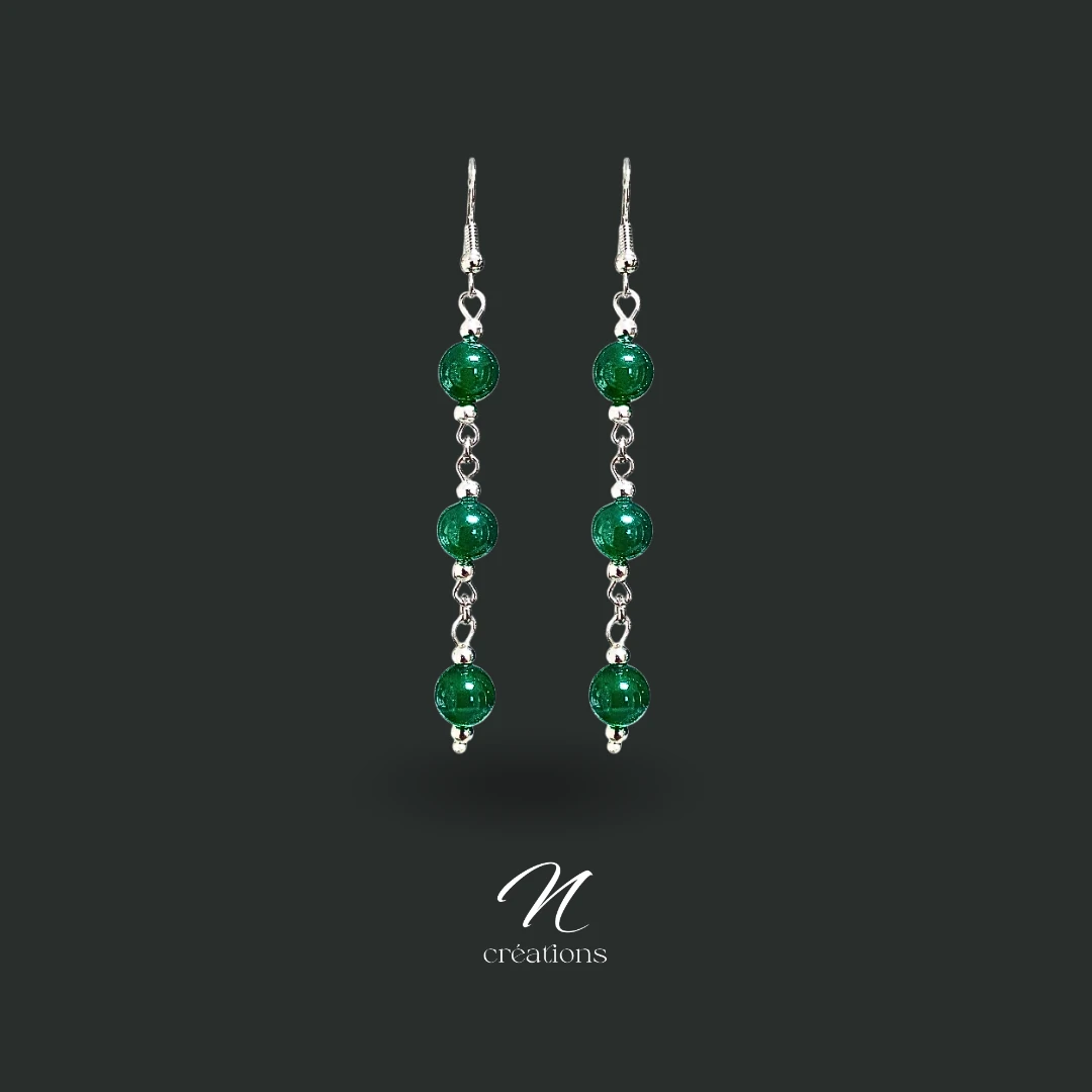 Longues Boucles Perles Vert