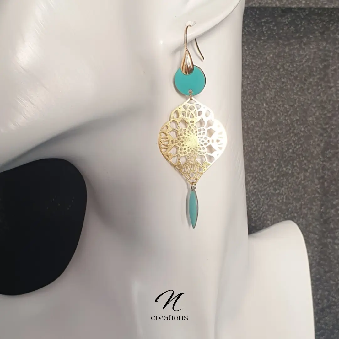 Boucles Bohême Fleurs Turquoises