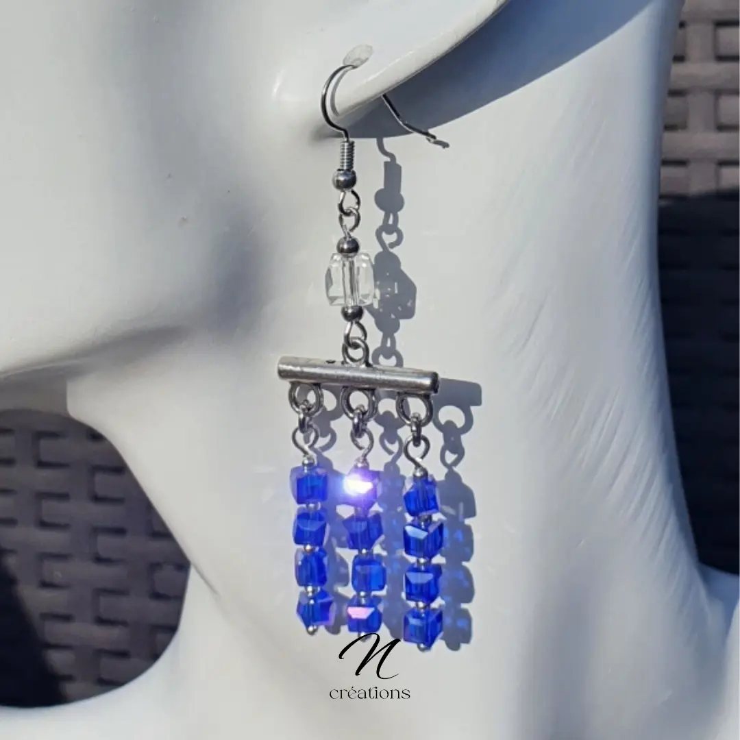 Boucles d'oreilles Bohême cristal bleu