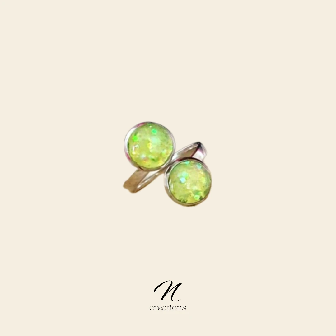 Bague cabochons fluo ajustable