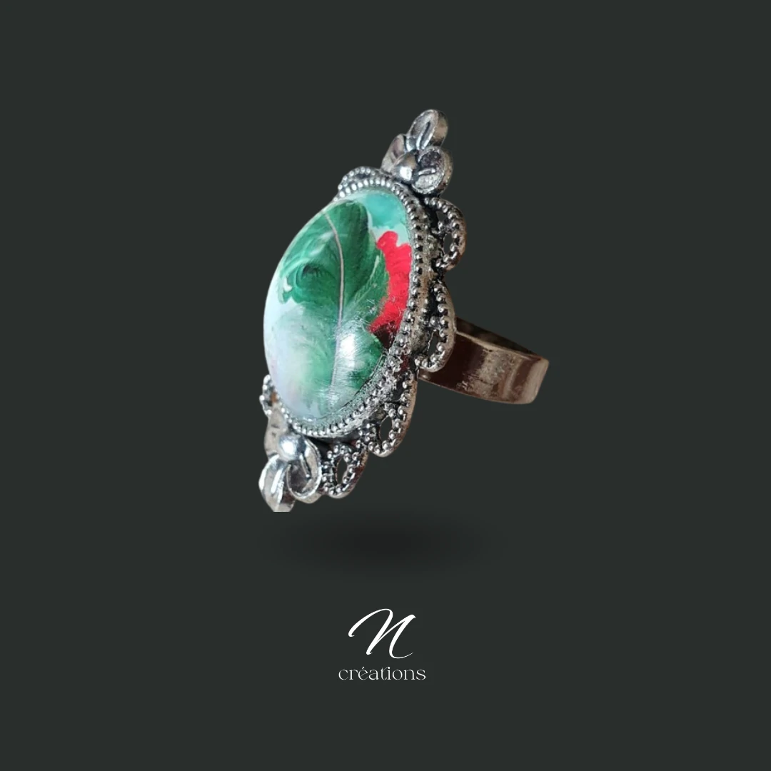 Bague ajustable motif exotique