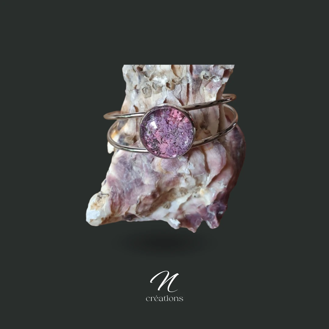 Bracelet rigide fleurs séchées