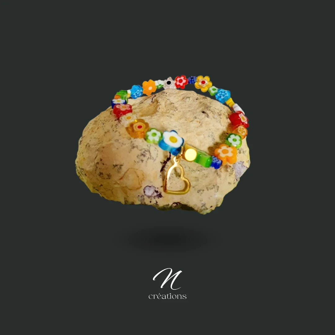 Bracelet Millefiori perles multicolores
