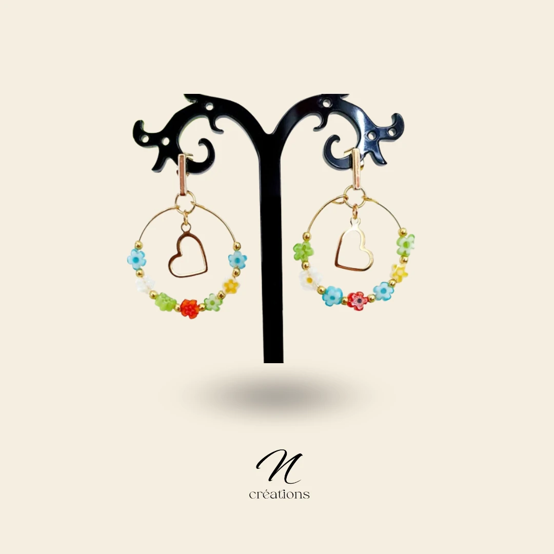 Créoles Millefiori perles multicolores