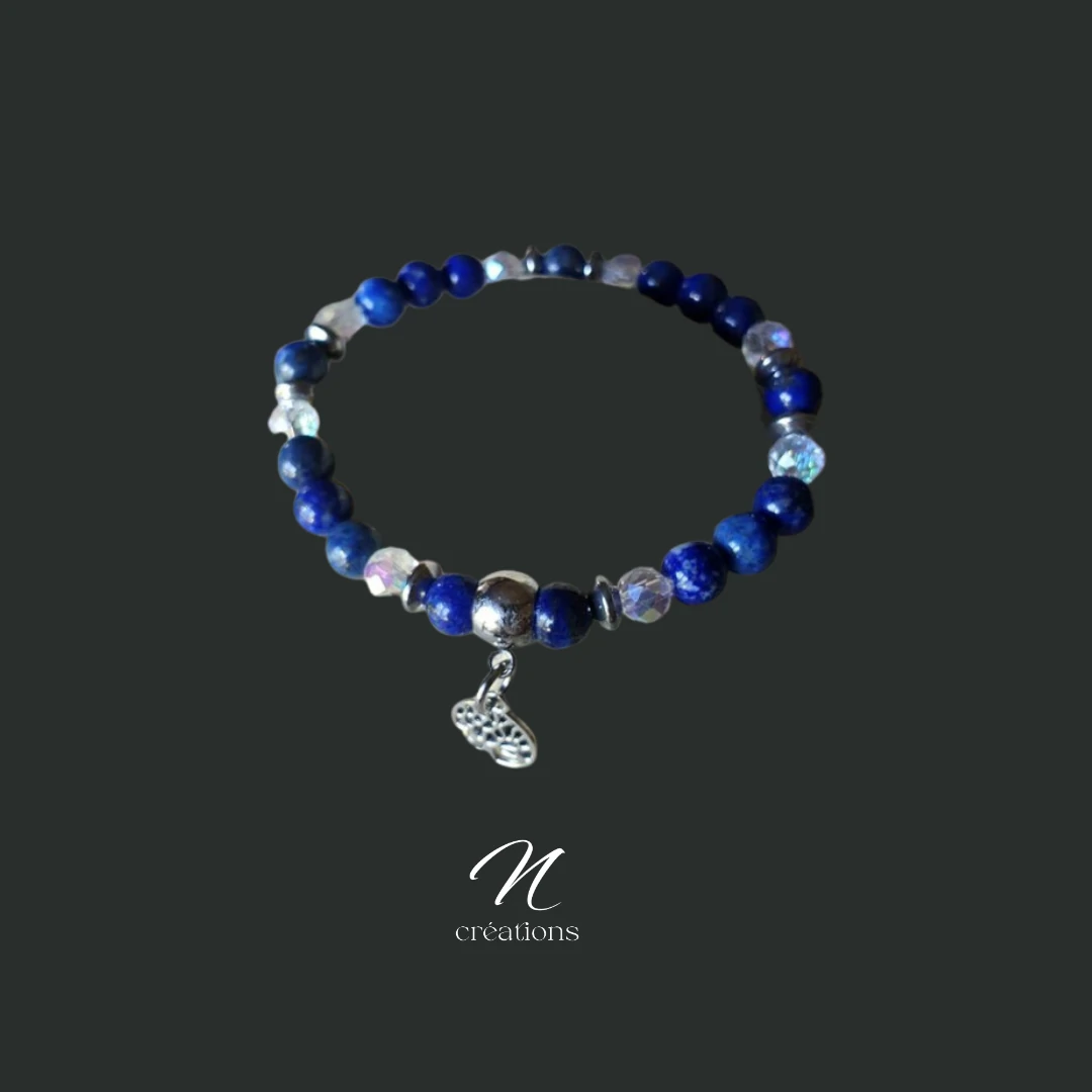 Bracelet extensible lapis-lazuli cristal