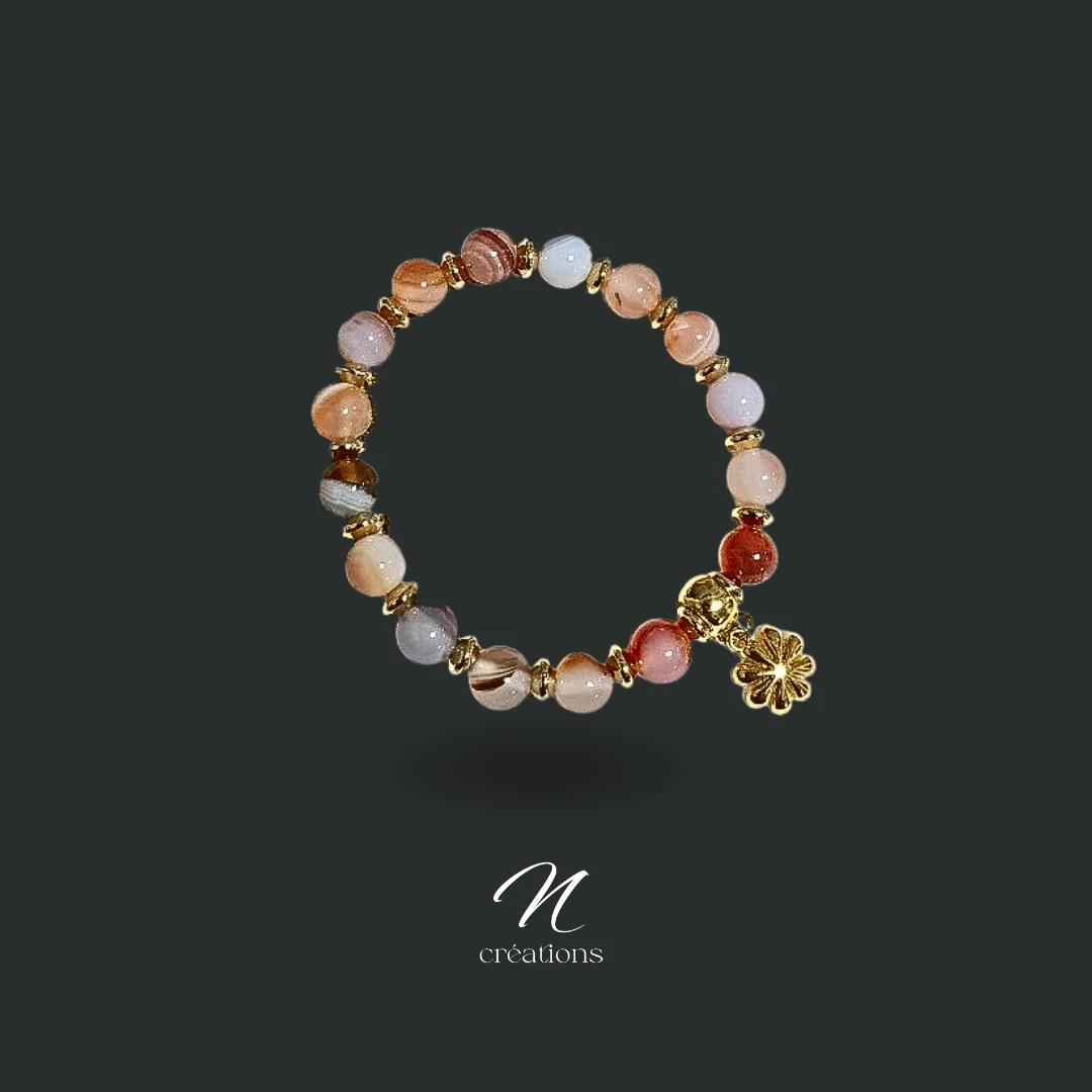 Bracelet perles Agate du Botswana