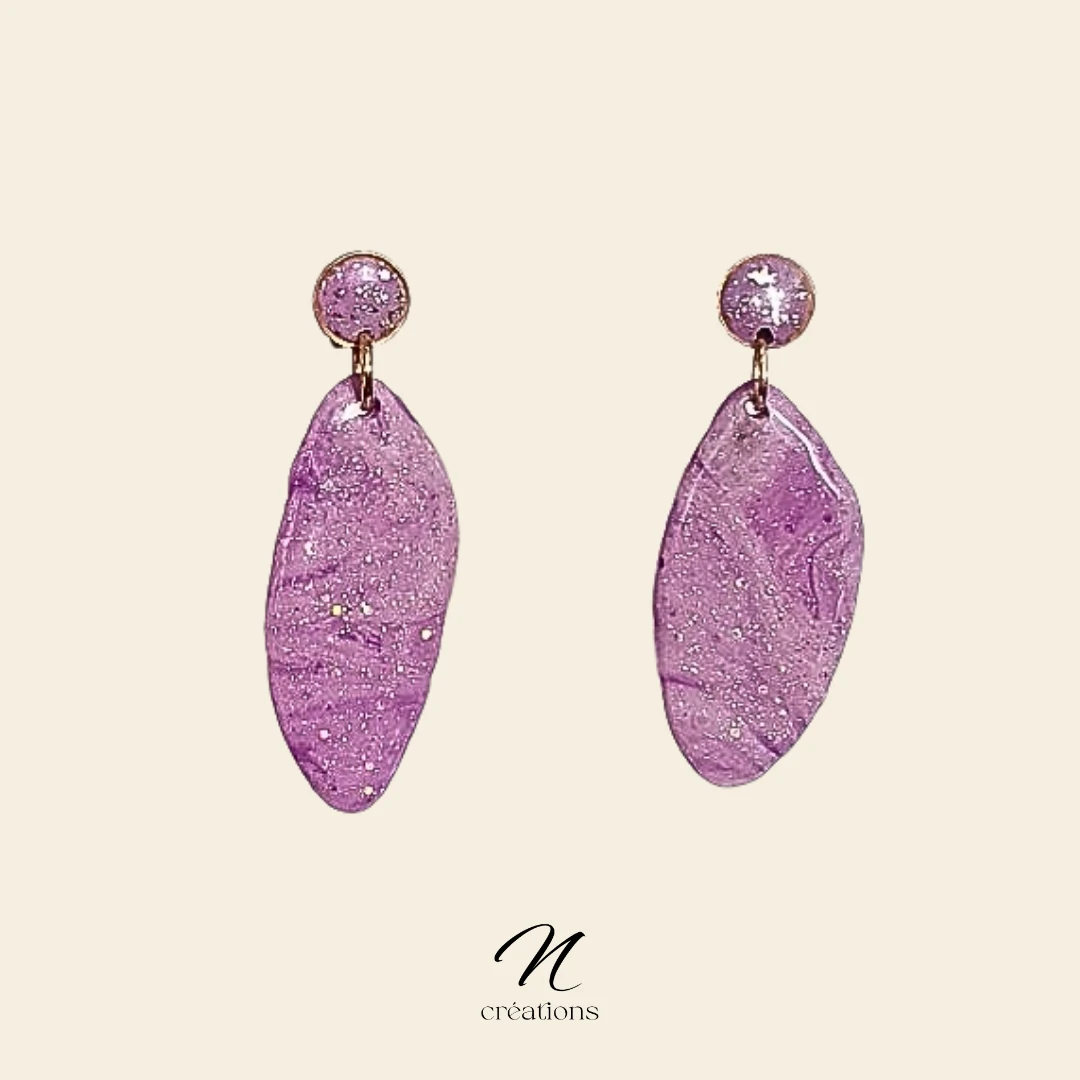 Boucles d’oreilles ovales mauves