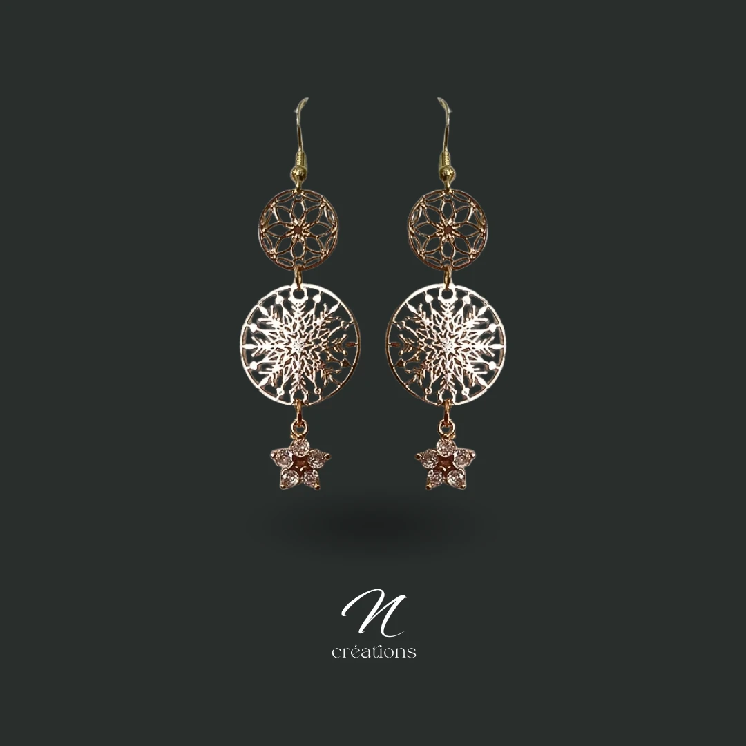 Boucles d’oreilles Flocons Dorés