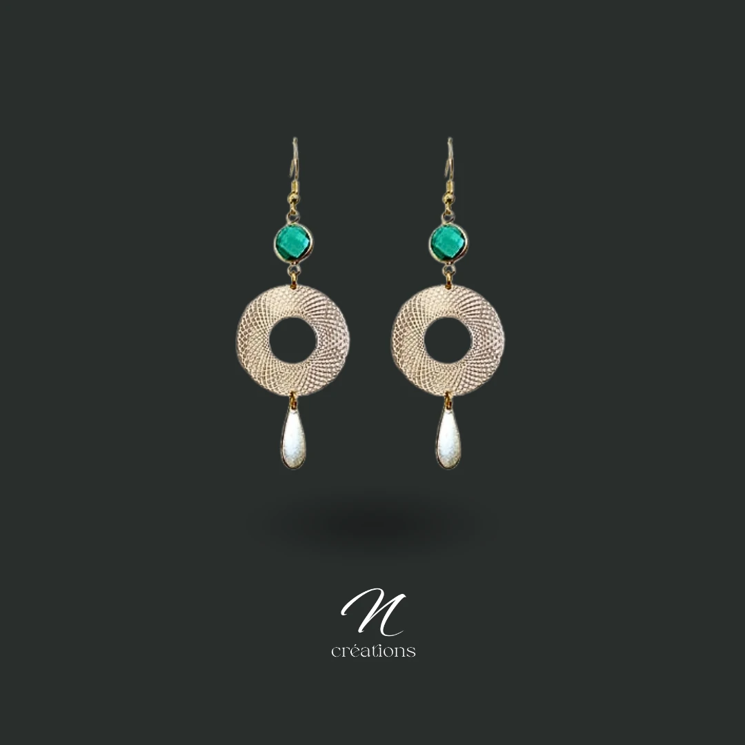 Boucles d’oreilles émeraude filigrane