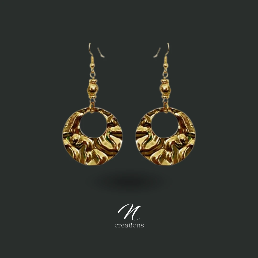 Boucles d’oreilles ronde effet liquide Doré 18K