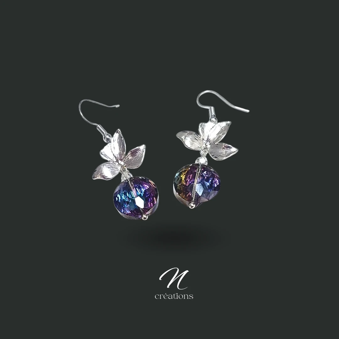 Boucles d’oreilles Argent 925 et reflets irisés