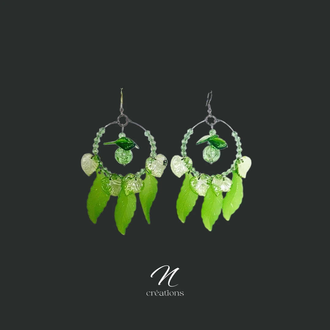 Boucles d’oreilles Végétales Vert d’Eau