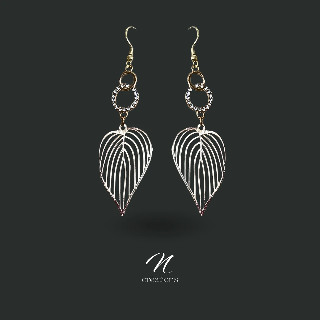Boucles d’Oreilles Feuilles Filigranes dorées