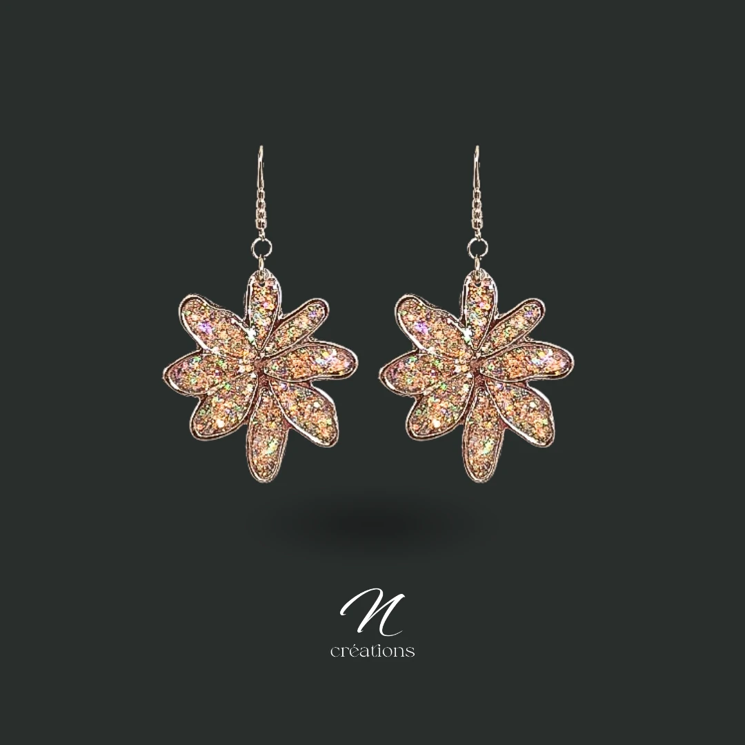 Boucles d’oreilles Fleurs paillettes Holographiques