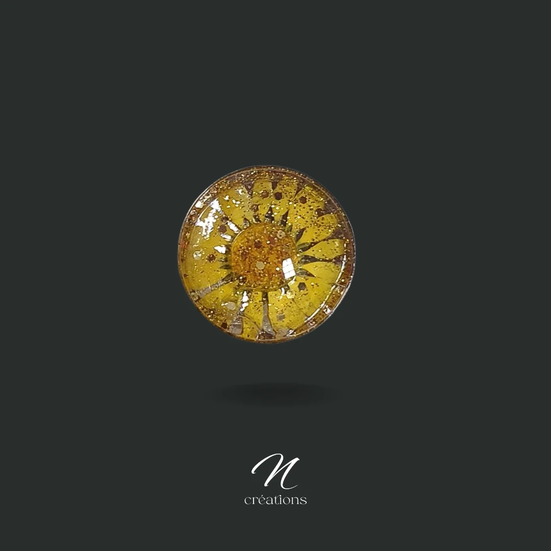 Bague fleur séchée jaune