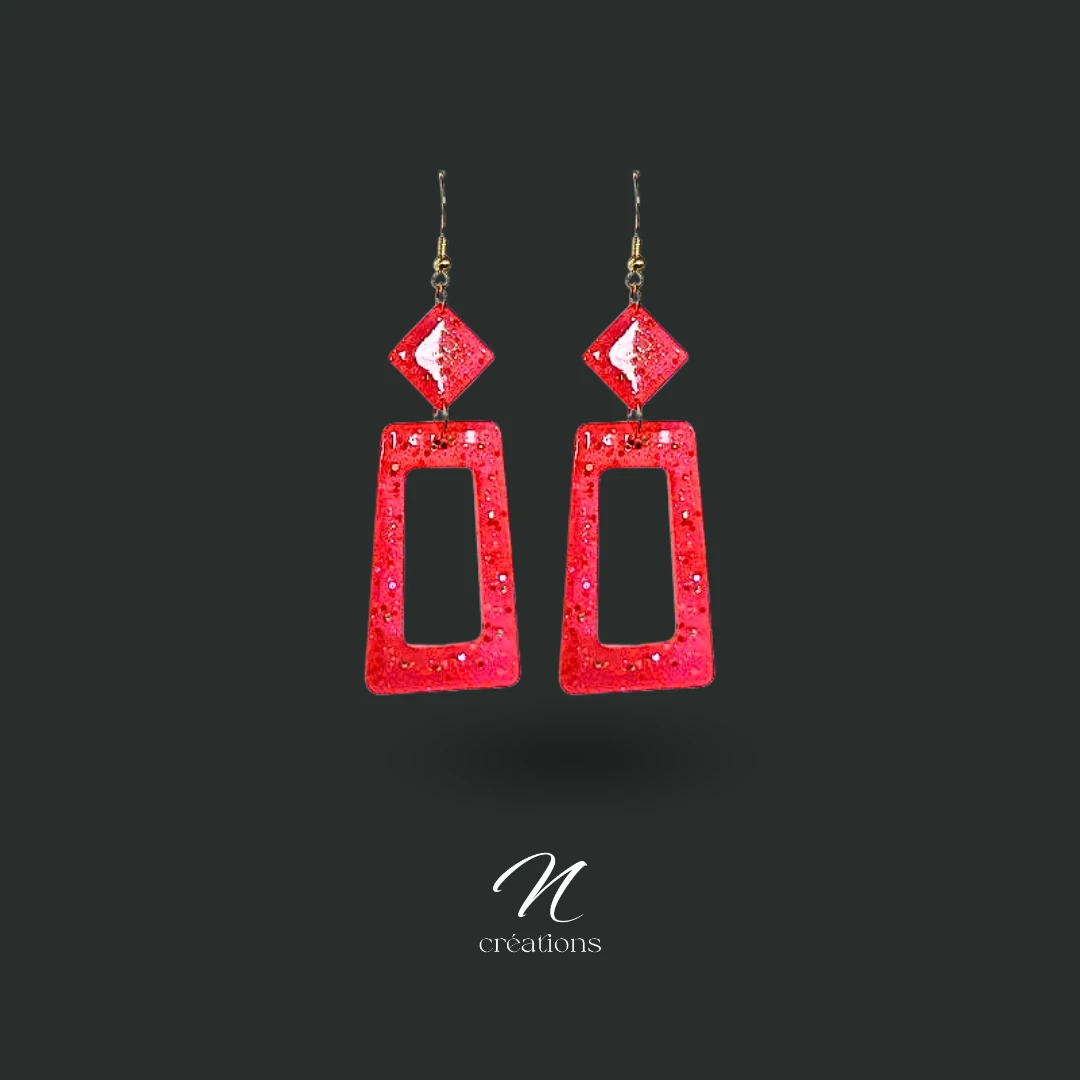 Boucles d’oreilles Trapèze Rouge