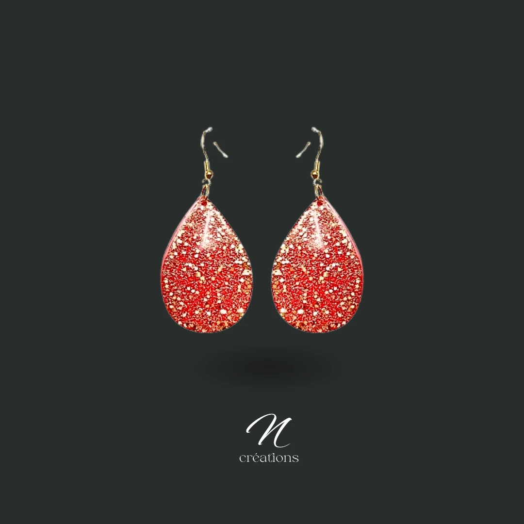 Boucles d’oreilles Gouttes Rouge