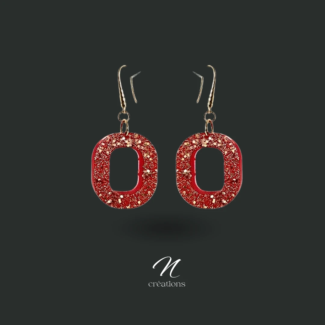 Boucles d’oreilles Ovales Rouge