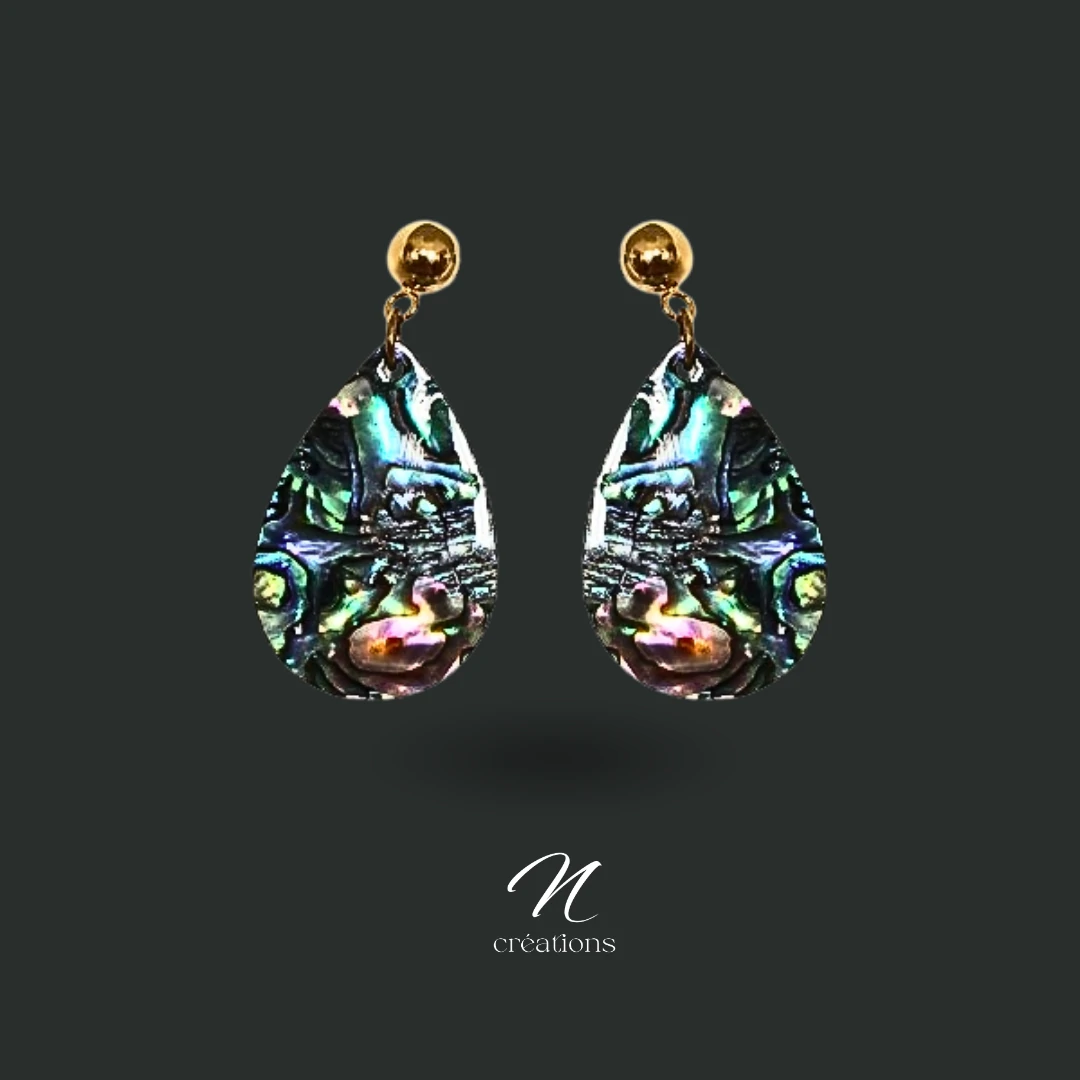 Boucles d’oreilles Gouttes en Nacre d’Ormeau