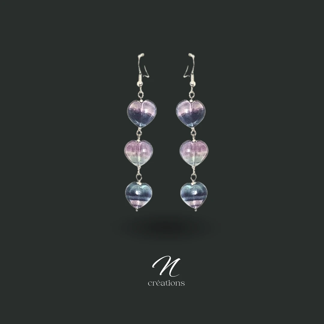 Boucles d’oreilles Cœurs en Fluorite