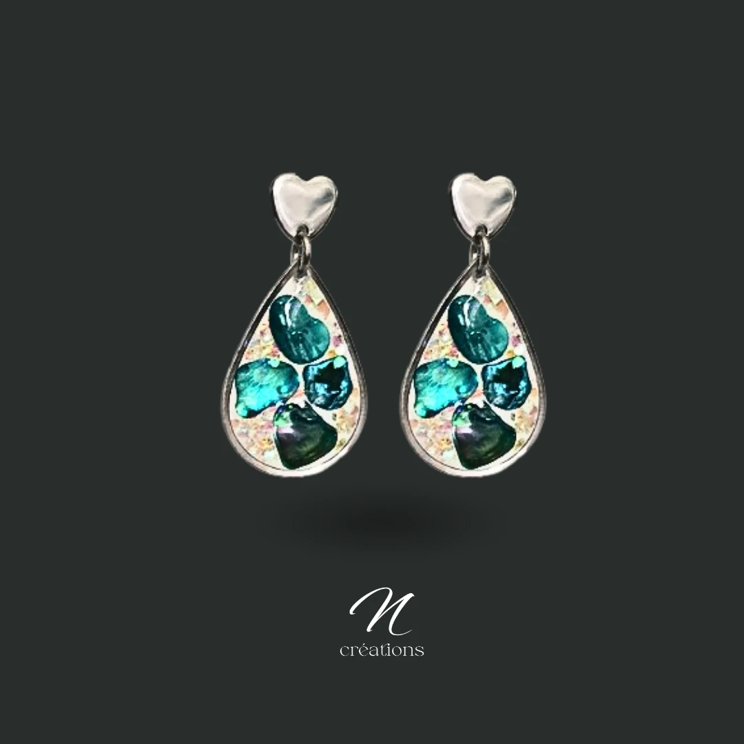 Boucles d’oreilles Gouttes Bleu Nacré
