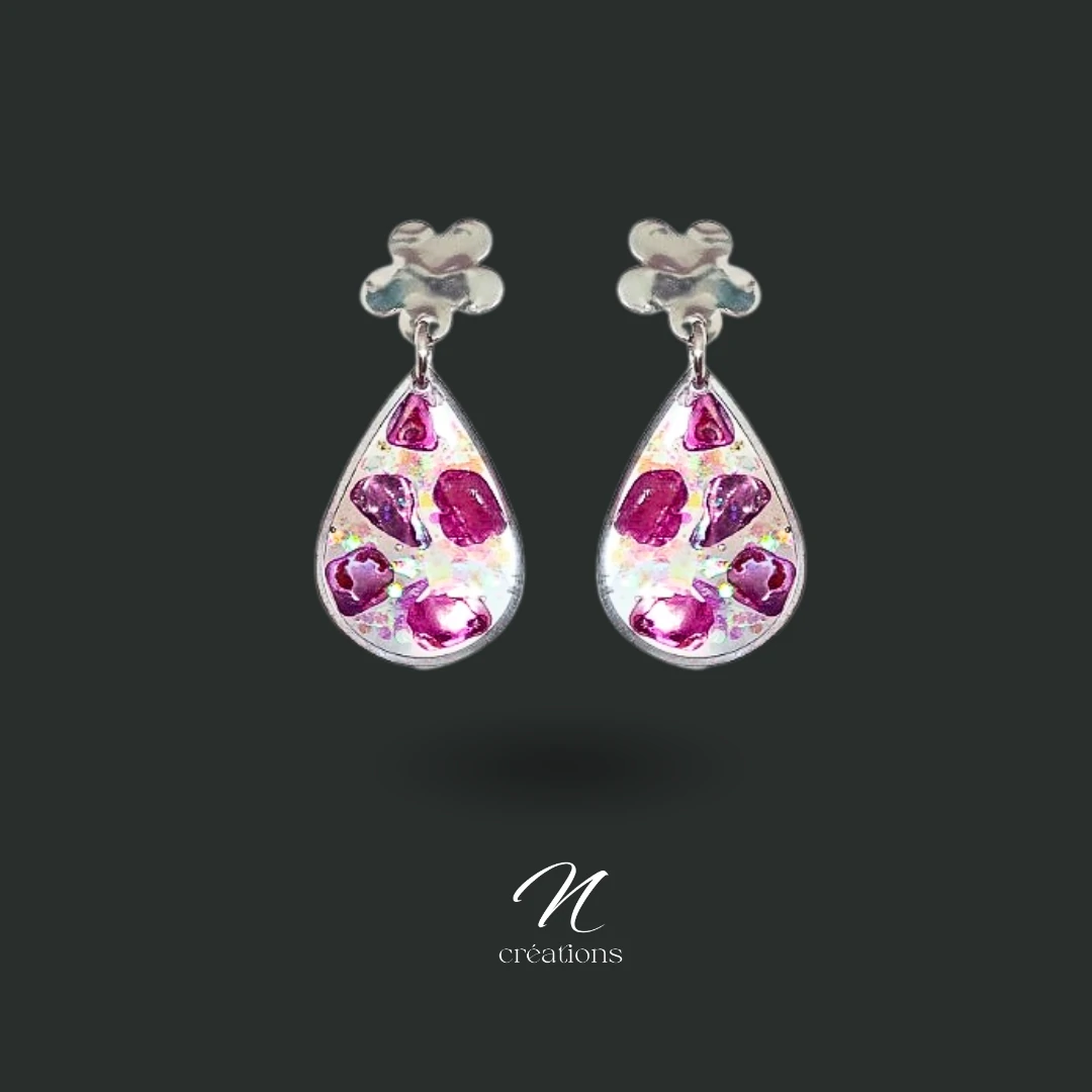 Boucles d’oreilles Gouttes Magenta