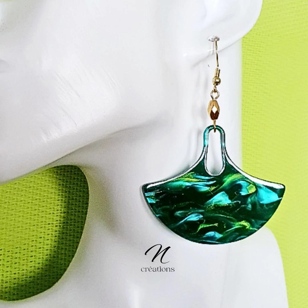 Boucles d’oreilles grandes feuilles de Ginkgo Biloba