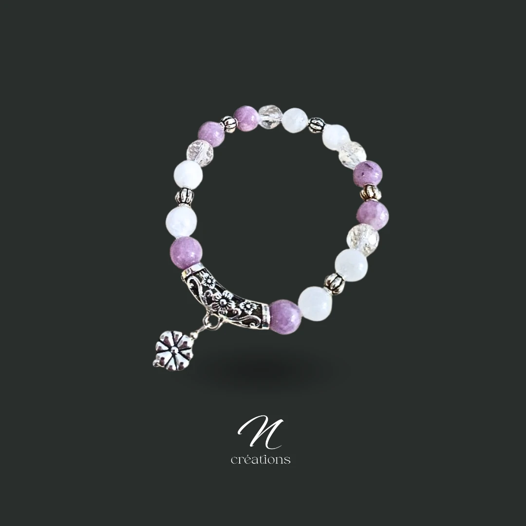 Bracelet Ménopause Lépidolite Cristal