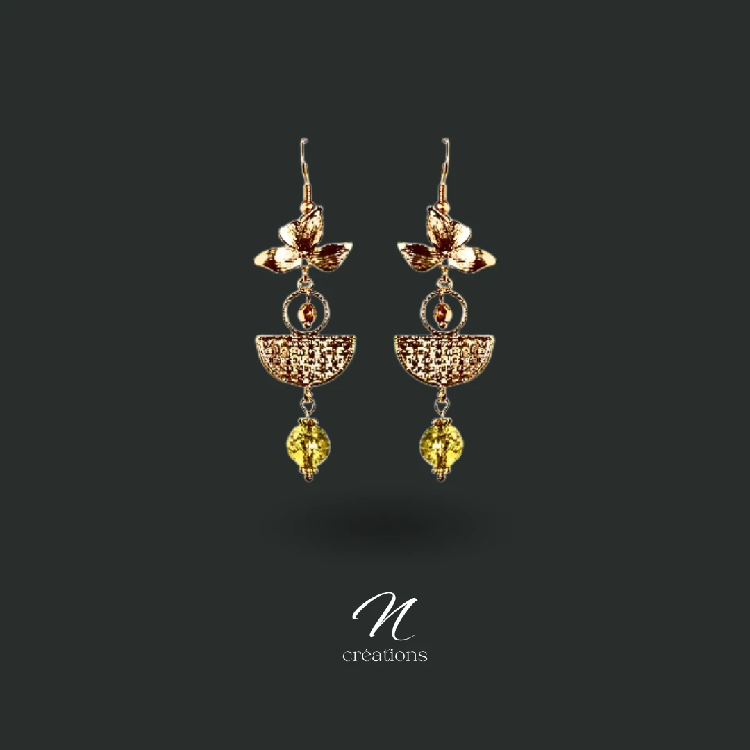 Boucles d’oreilles Orchidées et Olivine