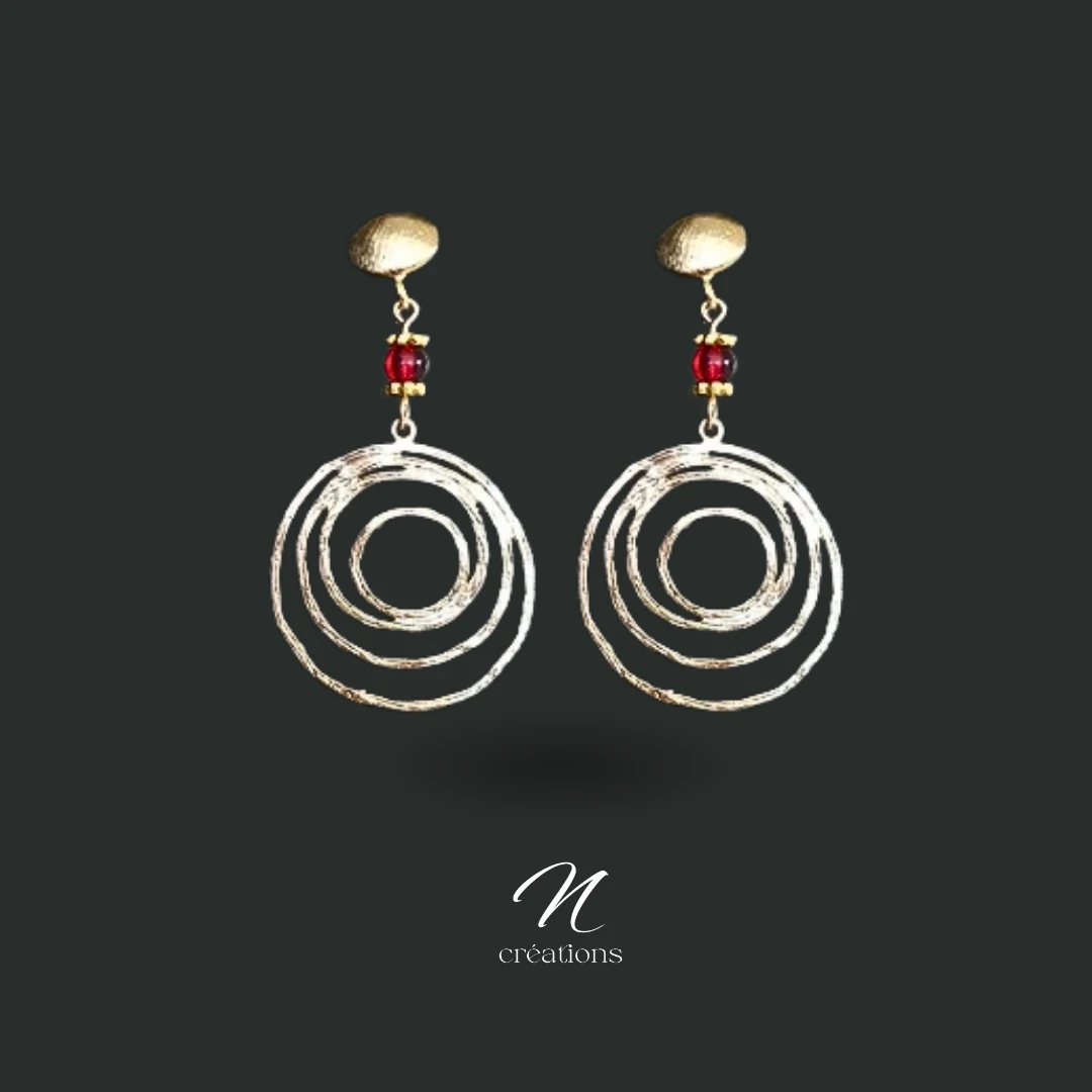 Boucles d’oreilles Spirales Rubis