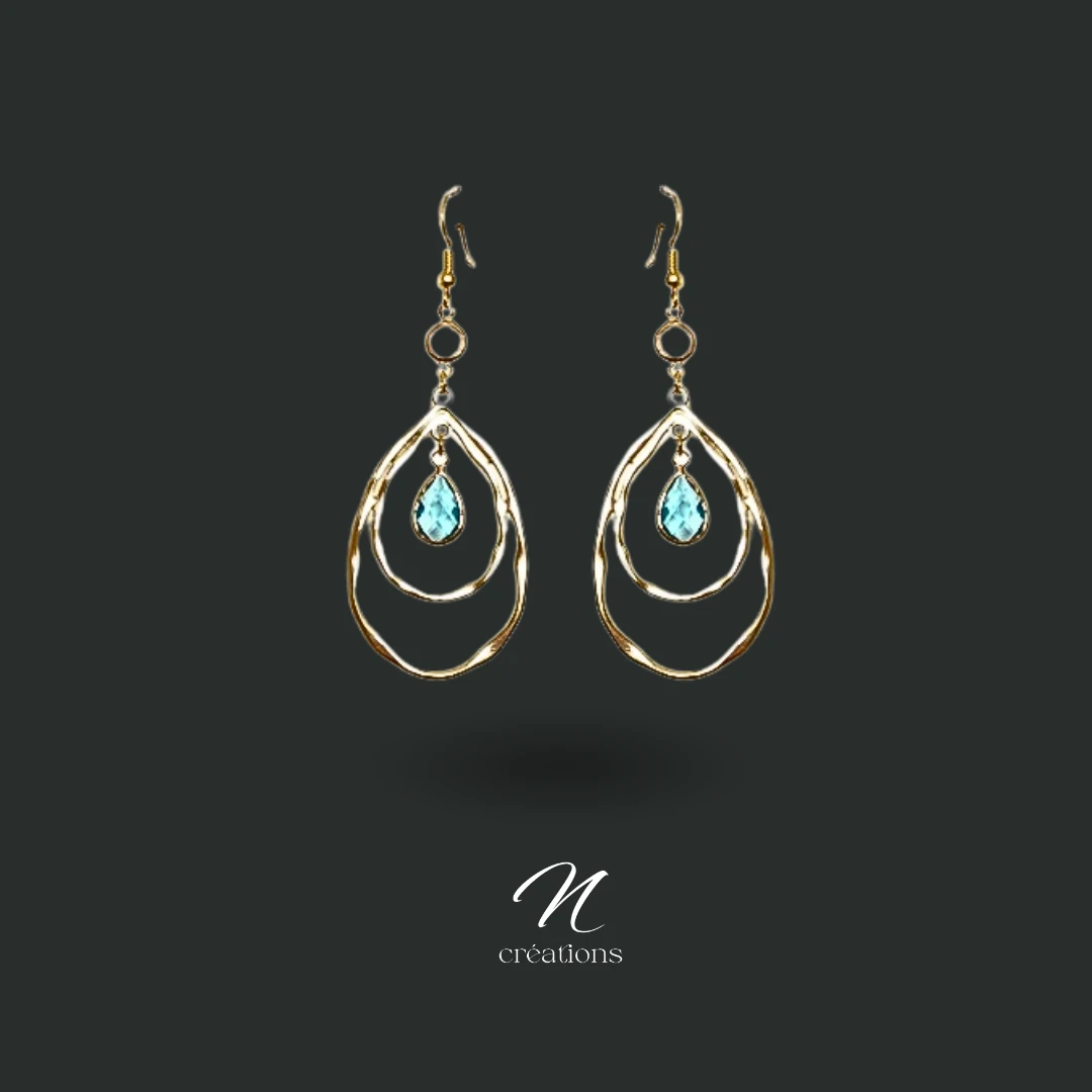 Boucles d’oreilles Doubles Gouttes Azur
