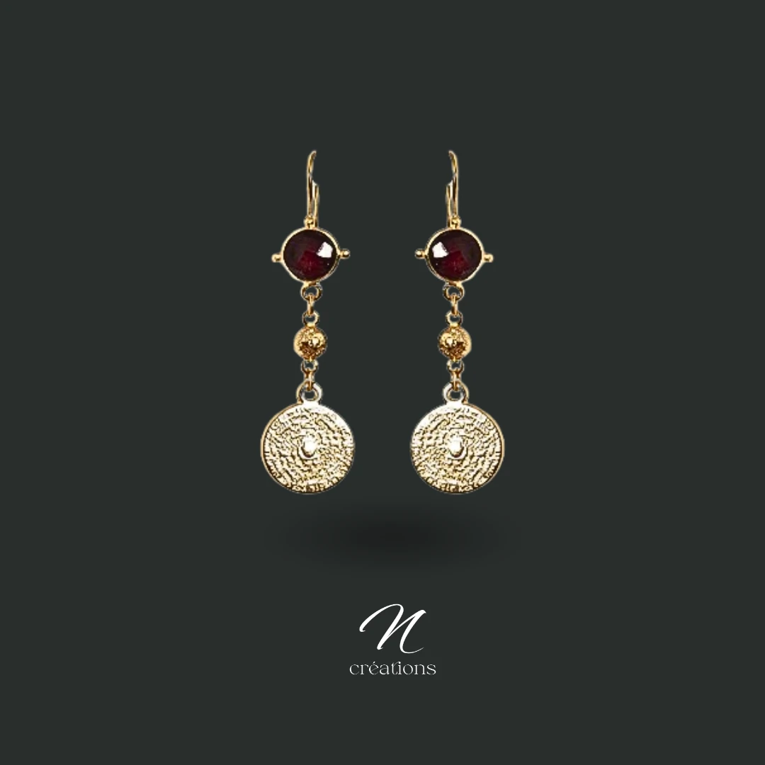 Boucles d'Oreilles Médaillons et Améthyste