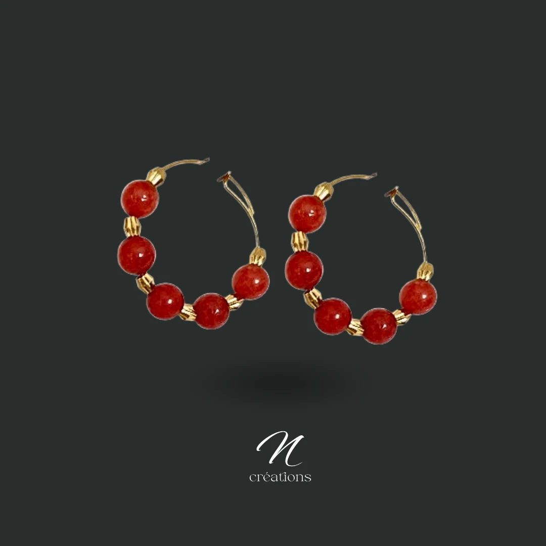 Créoles Corail Or 24K