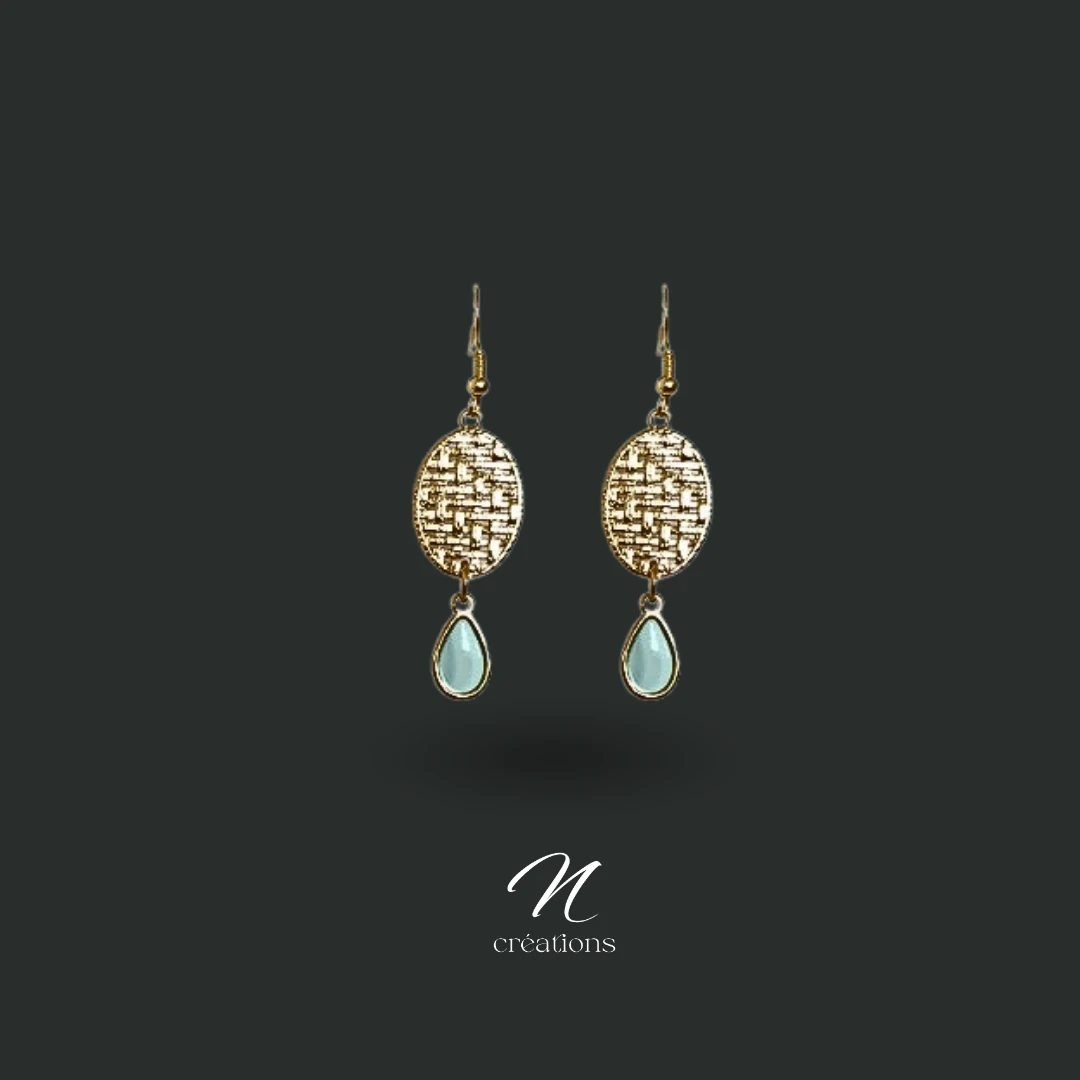 Boucles d'Oreilles Ovales Tressées Or Fin 24K