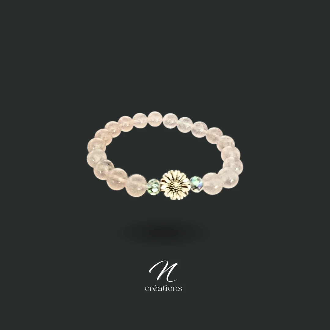 Bracelet Quartz Rose et Cristal de Roche