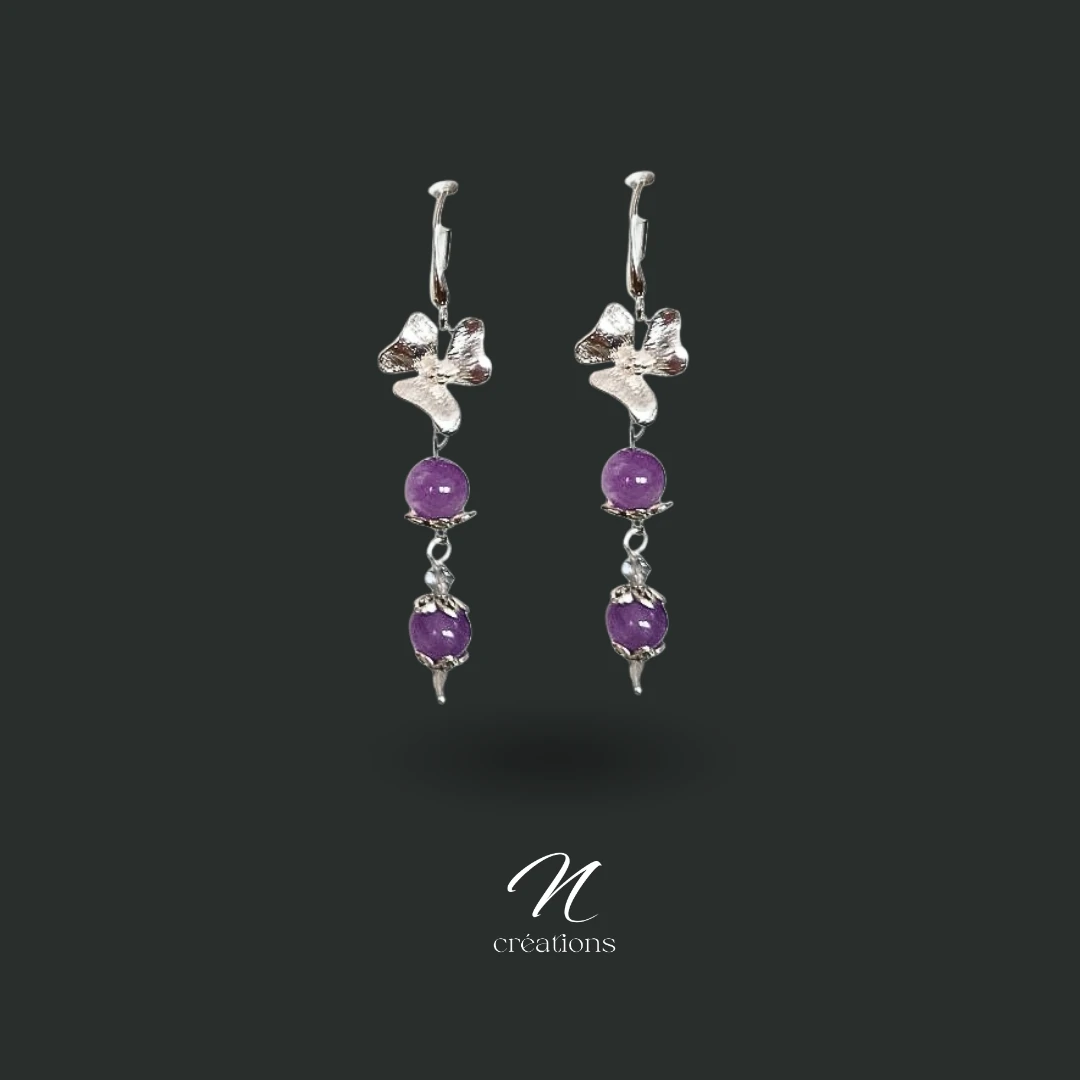 Boucles d’oreilles Orchidée Améthyste