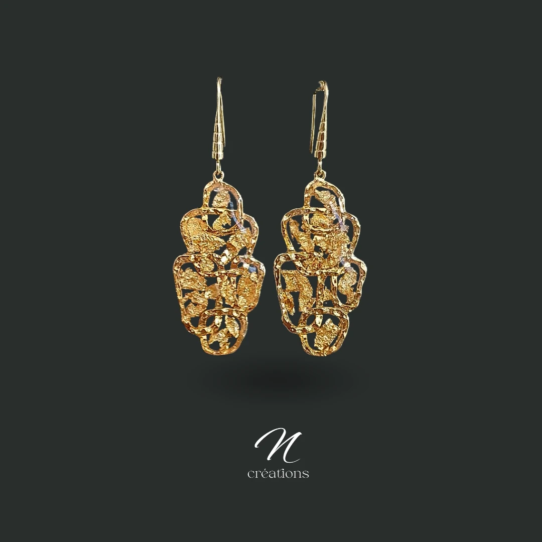 Boucles d'oreilles feuilles Or 24K