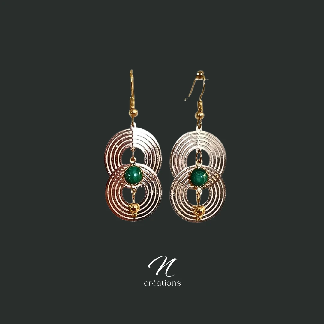 Boucles d’oreilles Malachite et Or