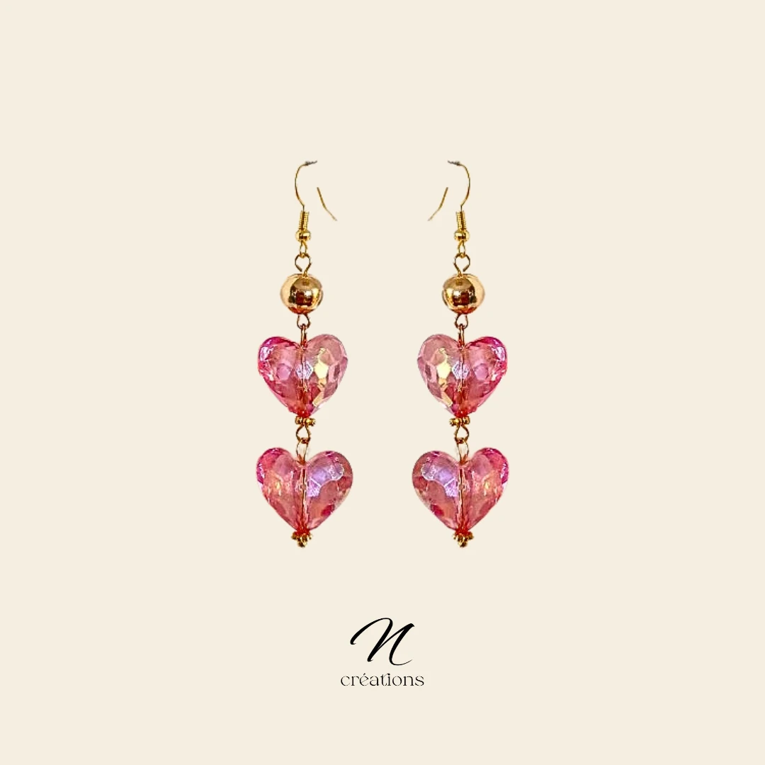 Boucles d’oreilles Cœurs roses