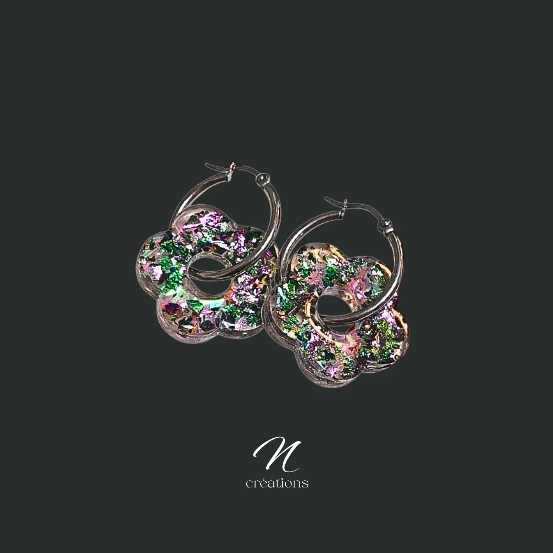 Créoles Fleurs irisées