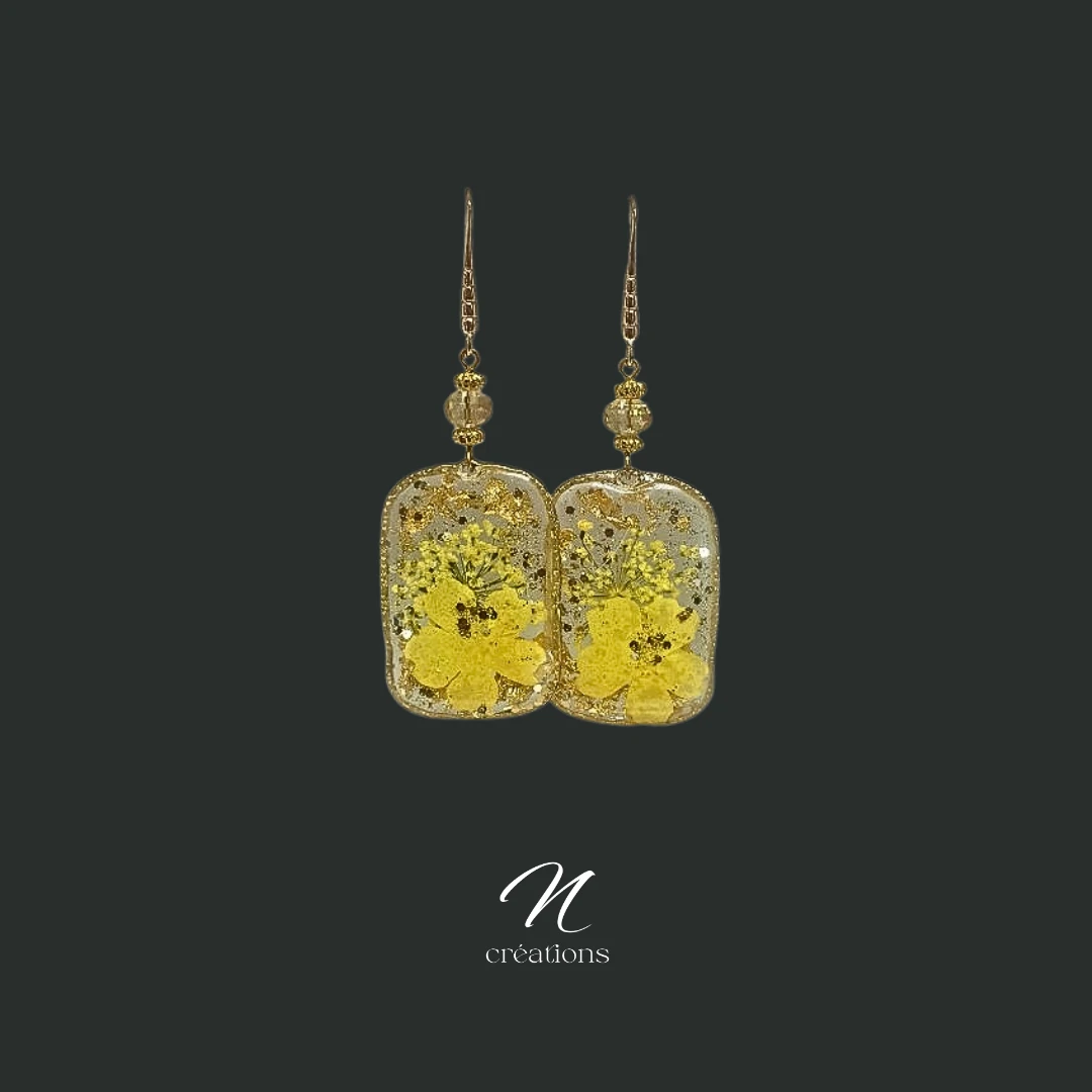 Boucles d'oreilles Rectangulaires dorées