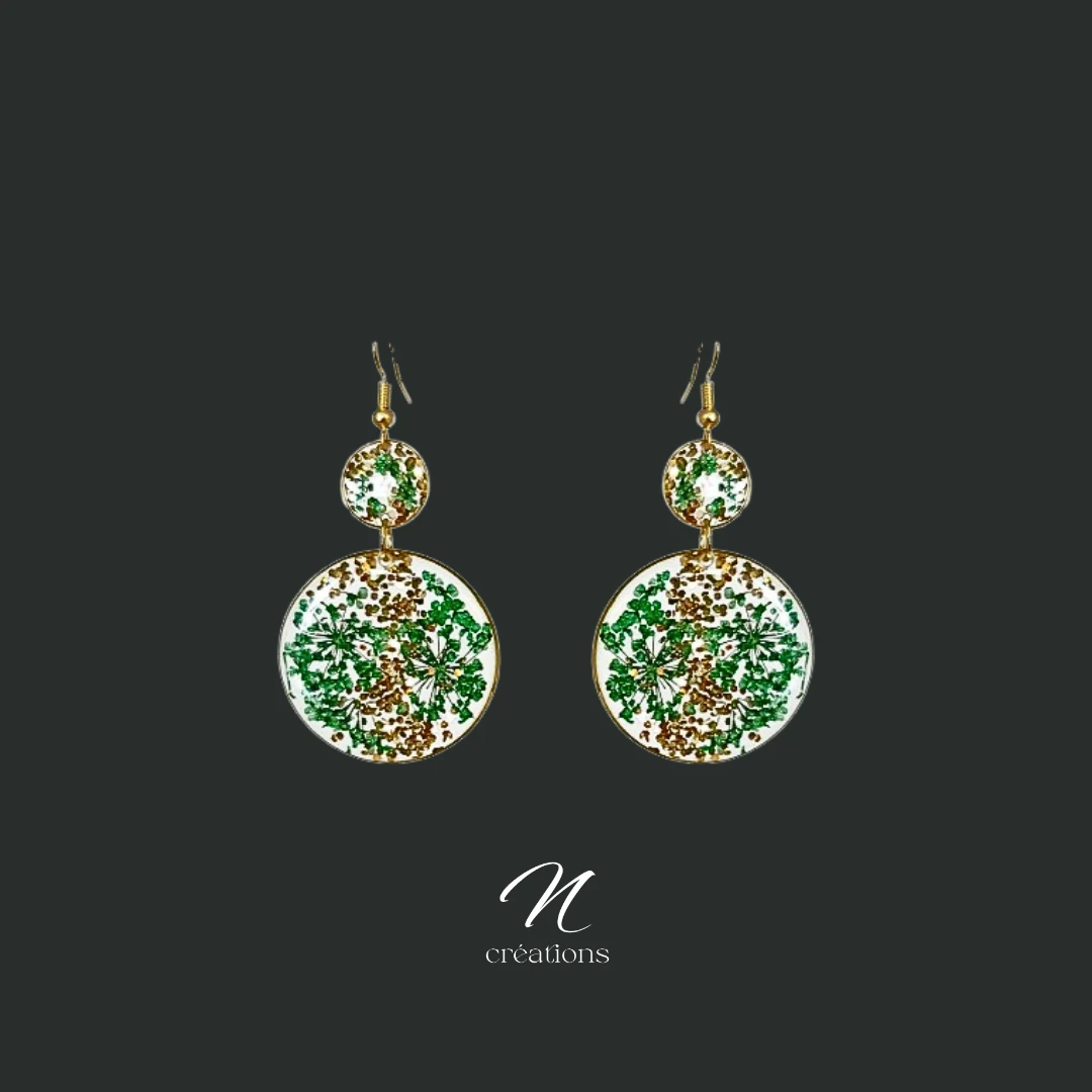 Boucles d’oreilles fleurs de carotte turquoise