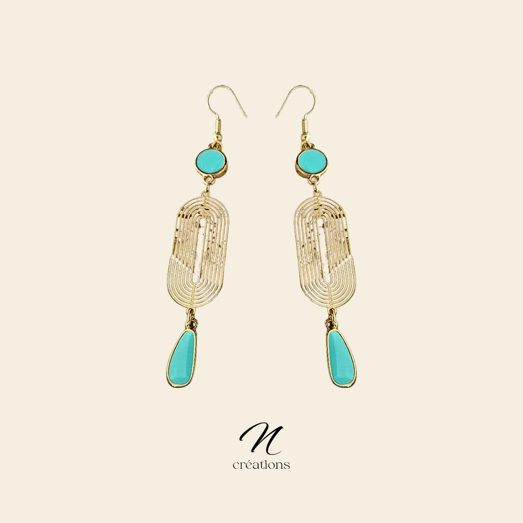 Boucles d'Oreilles Pendentifs Gouttes Turquoise