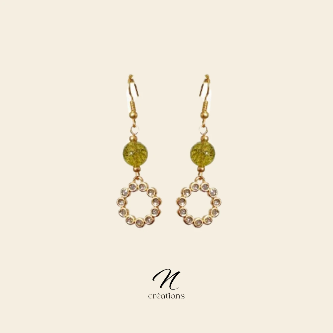 Boucles d'Oreilles Cercles Zamak et Olivine