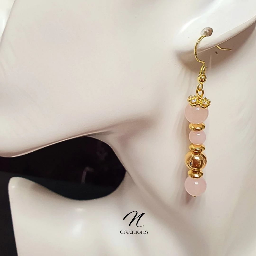 Boucles d'Oreilles Quartz Rose