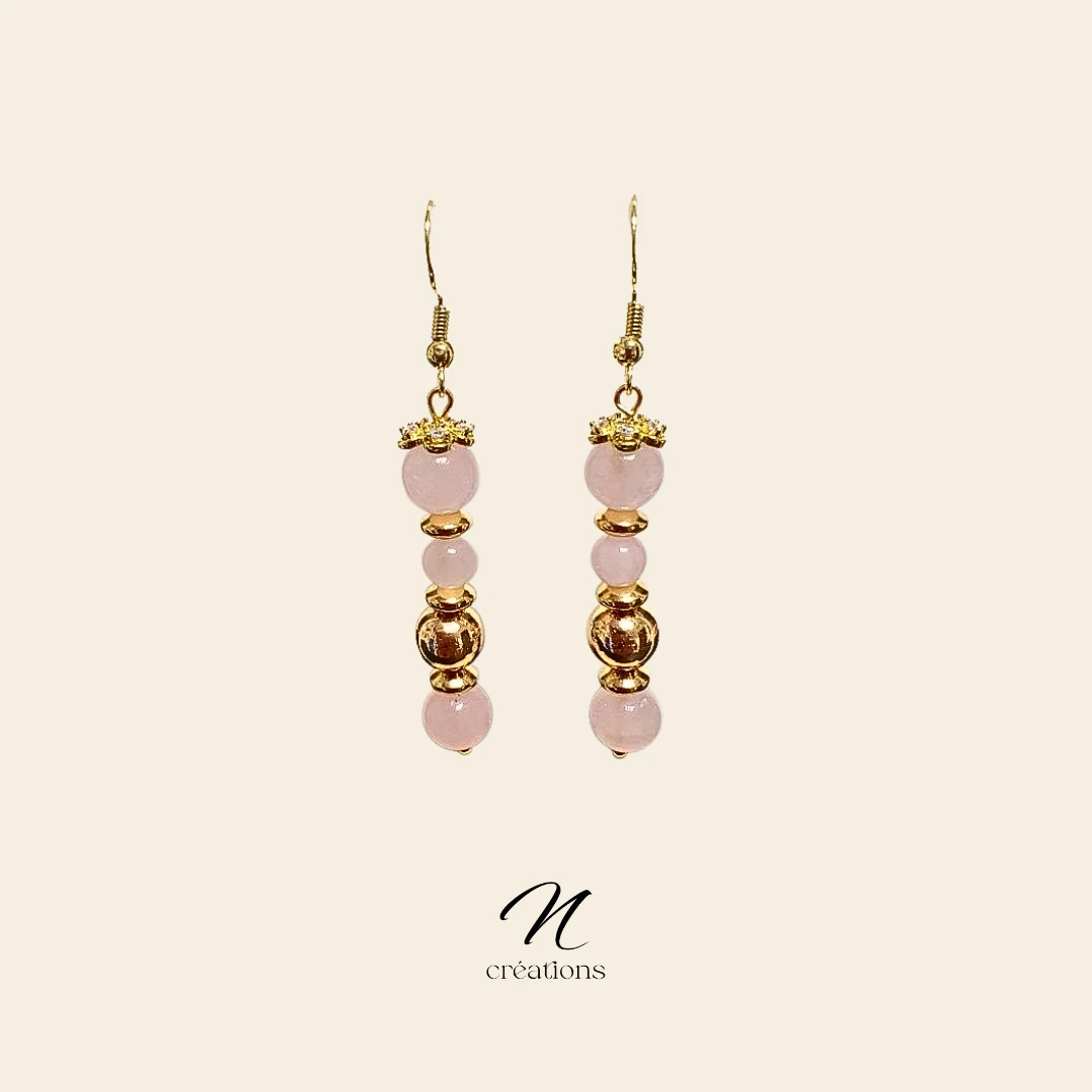Boucles d'Oreilles Quartz Rose