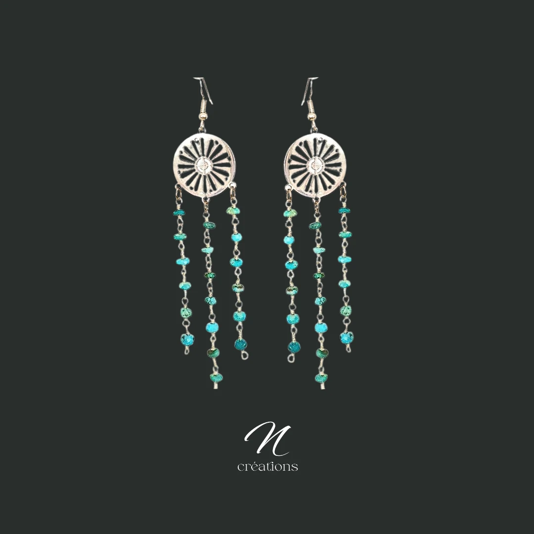 Boucles d'Oreilles Attrape-Rêves Turquoise Kingman